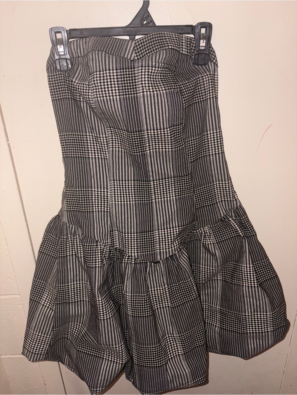 Black & White Plaid Strapless Peplum Dress Size MEDIUM